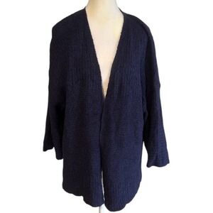 J. Jill Pure Jill Navy Blue Cozy Knit Open Front Cardigan Sweater Size Small